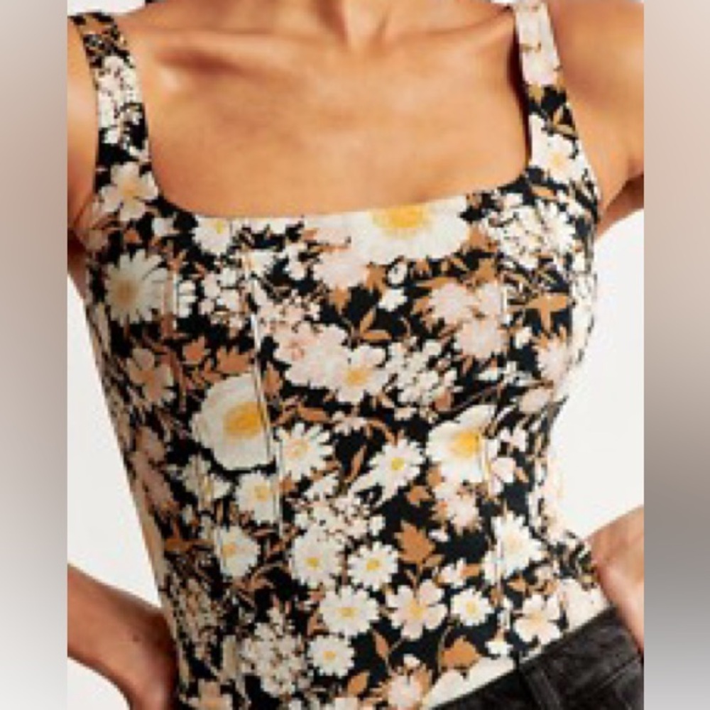 Abercrombie and Fitch Brown Floral Corset Top